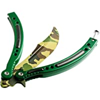 Rans L Entrenador de Mariposas- Cuchillo Balisong Acero Inoxidable Curvo sin Agujeros